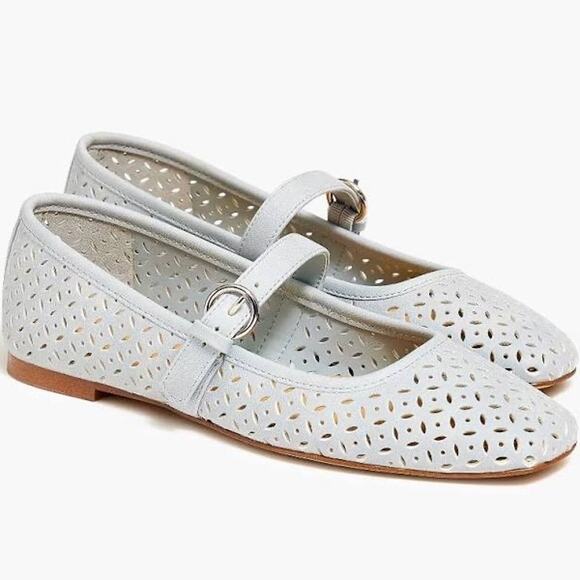J. Crew Pale Blue Mary Jane Flats Size 6.5 - Picture 1 of 9
